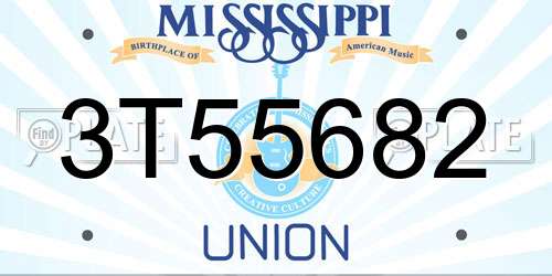 3T55682 Mississippi License Plate