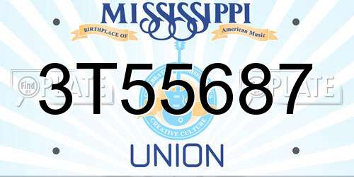 3T55687 Mississippi License Plate