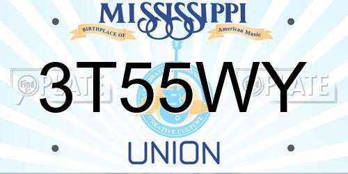 3T55WY Mississippi License Plate