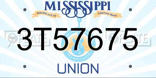 3T57675 Mississippi License Plate
