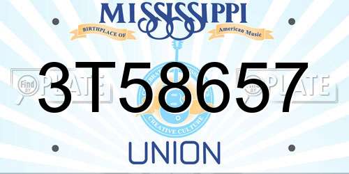3T58657 Mississippi License Plate