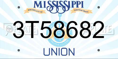 3T58682 Mississippi License Plate