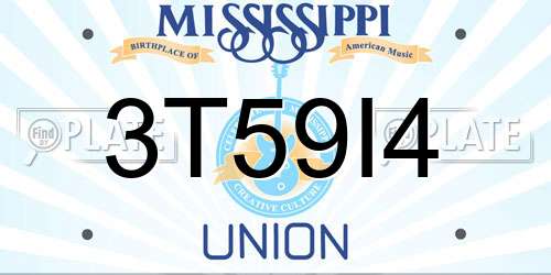 3T59I4 Mississippi License Plate