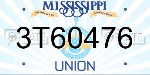 3T60476 Mississippi License Plate