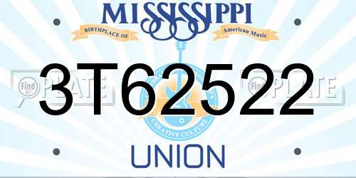 3T62522 Mississippi License Plate