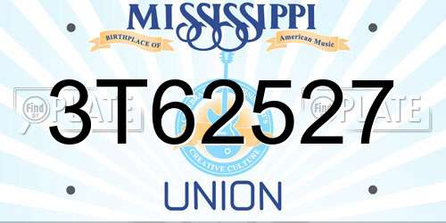 3T62527 Mississippi License Plate