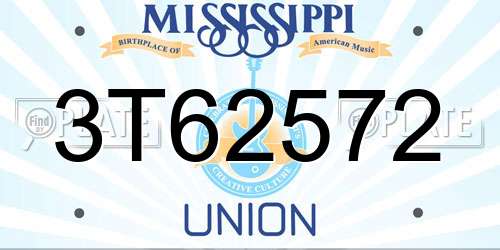 3T62572 Mississippi License Plate