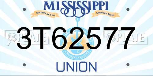 3T62577 Mississippi License Plate