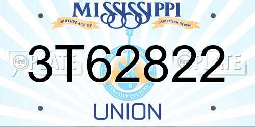 3T62822 Mississippi License Plate