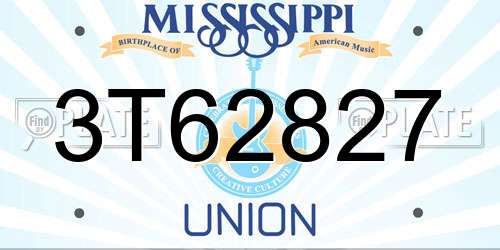 3T62827 Mississippi License Plate