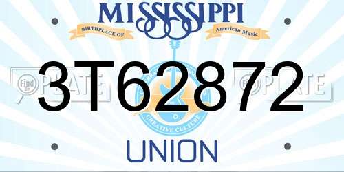 3T62872 Mississippi License Plate