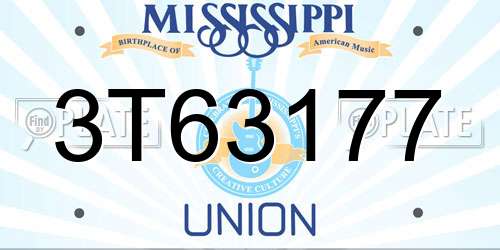 3T63177 Mississippi License Plate