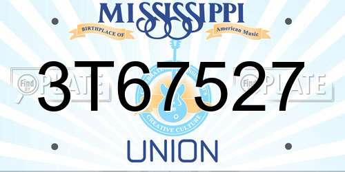 3T67527 Mississippi License Plate