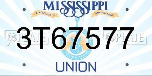 3T67577 Mississippi License Plate
