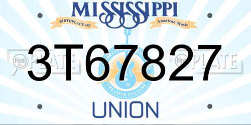 3T67827 Mississippi License Plate