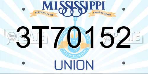 3T70152 Mississippi License Plate