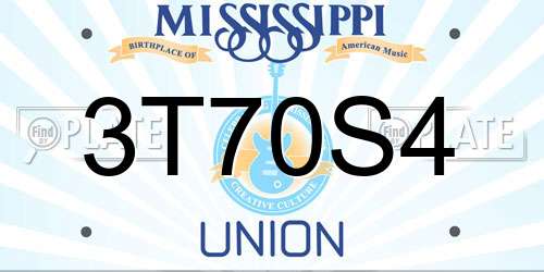 3T70S4 Mississippi License Plate