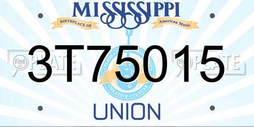 3T75015 Mississippi License Plate