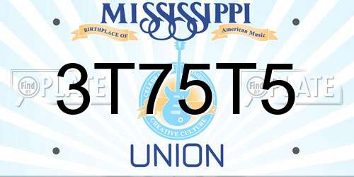 3T75T5 Mississippi License Plate