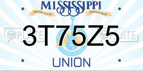 3T75Z5 Mississippi License Plate