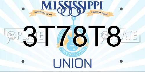 3T78T8 Mississippi License Plate