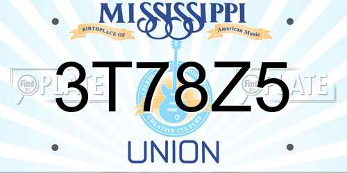 3T78Z5 Mississippi License Plate