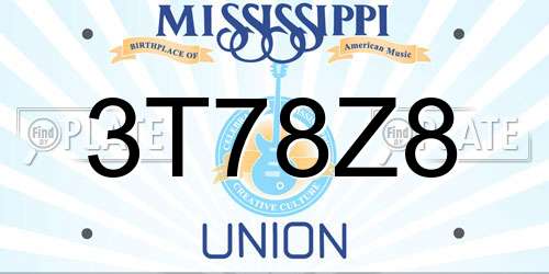 3T78Z8 Mississippi License Plate