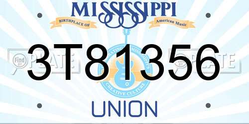 3T81356 Mississippi License Plate