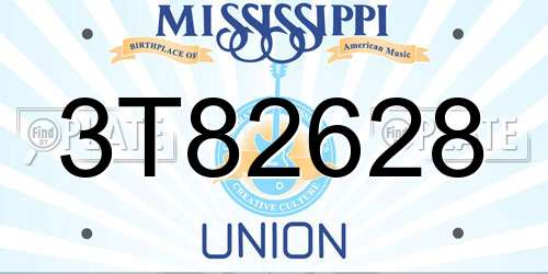 3T82628 Mississippi License Plate