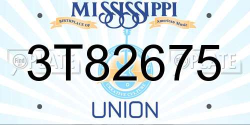 3T82675 Mississippi License Plate