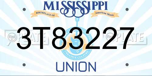 3T83227 Mississippi License Plate