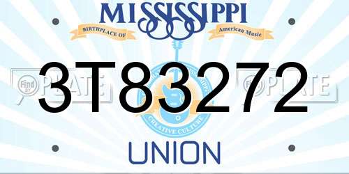 3T83272 Mississippi License Plate