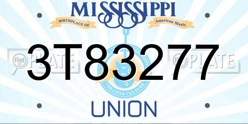 3T83277 Mississippi License Plate