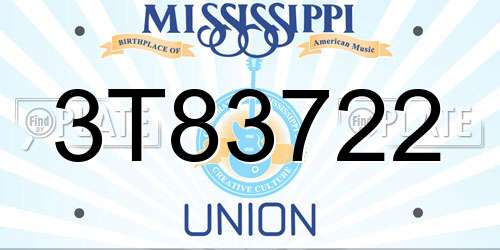 3T83722 Mississippi License Plate
