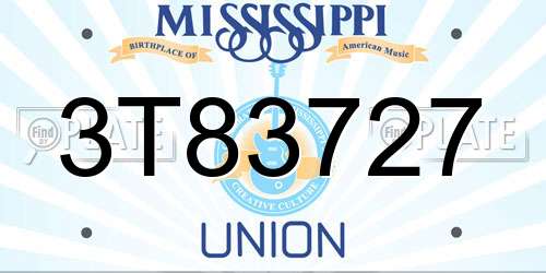 3T83727 Mississippi License Plate