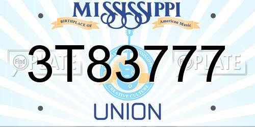 3T83777 Mississippi License Plate