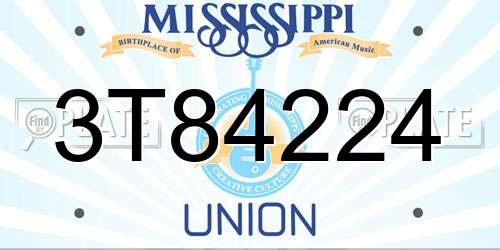 3T84224 Mississippi License Plate