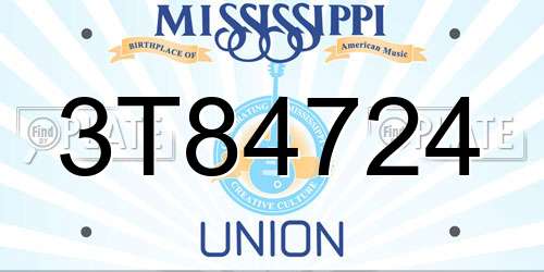3T84724 Mississippi License Plate