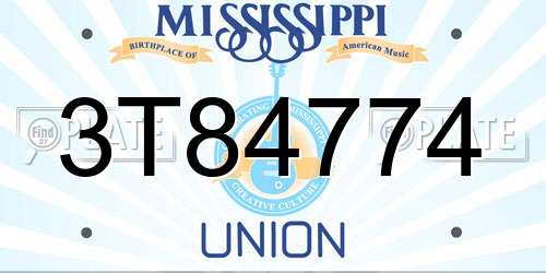 3T84774 Mississippi License Plate