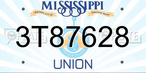 3T87628 Mississippi License Plate