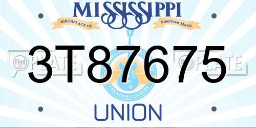 3T87675 Mississippi License Plate