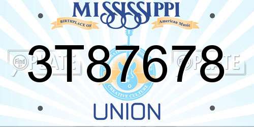 3T87678 Mississippi License Plate