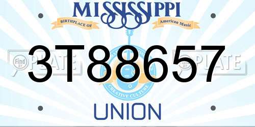 3T88657 Mississippi License Plate