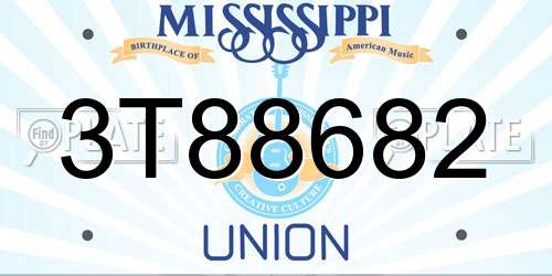 3T88682 Mississippi License Plate