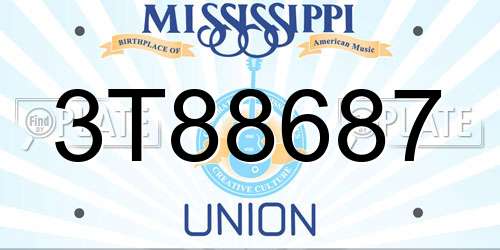 3T88687 Mississippi License Plate