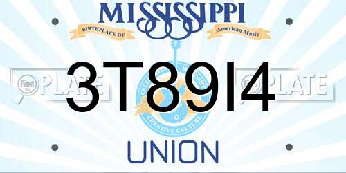 3T89I4 Mississippi License Plate