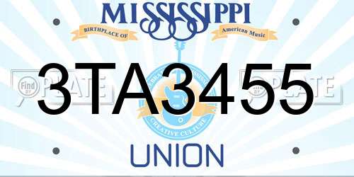 3TA3455 Mississippi License Plate