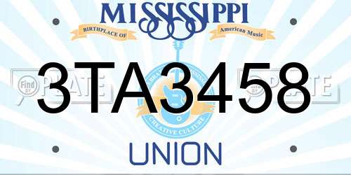 3TA3458 Mississippi License Plate