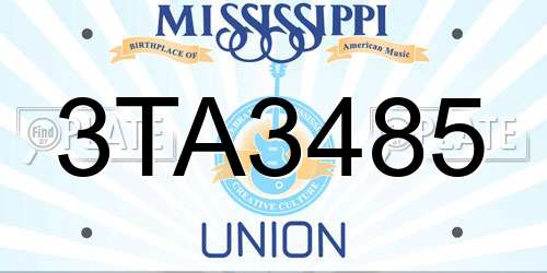 3TA3485 Mississippi License Plate