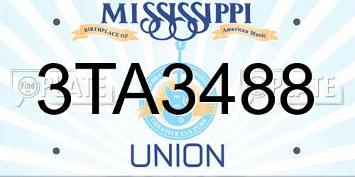 3TA3488 Mississippi License Plate